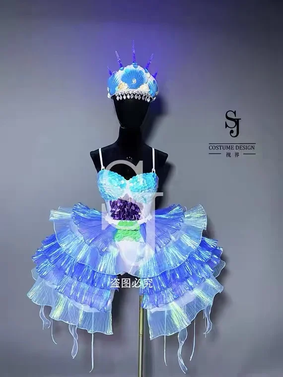 Bar Performance Party LED Ocean Series Fantasy Color Mermaid Scales Gogo Show Performance Dress