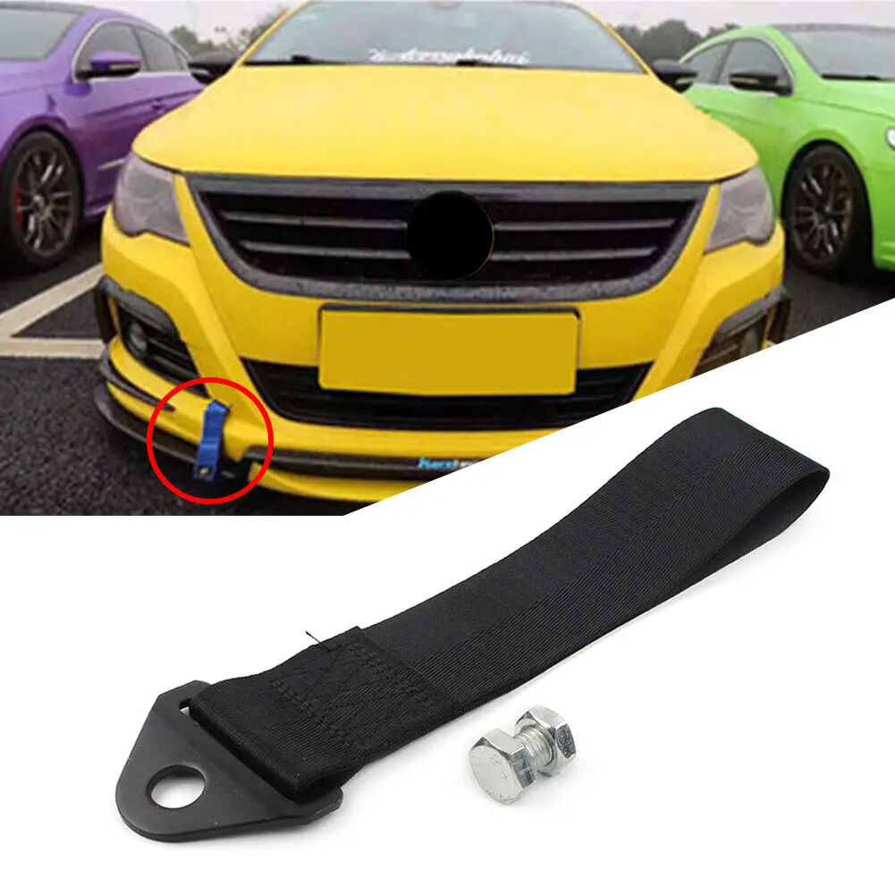 Car Accessories 26Cm High Strength Nylon Tow Strap Belt Universal Car JDM Racing Tow Ropes Black Towing Hauling Exterior Parts