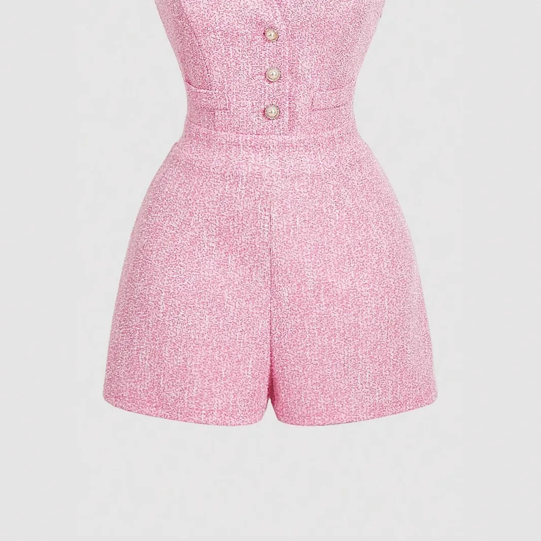 Sleeveless Wide Leg Romper Mid Waist Casual with Fresh Sweet Cropped Pants Sweet Jumpsuits and Rompers Ruched Summer for Women