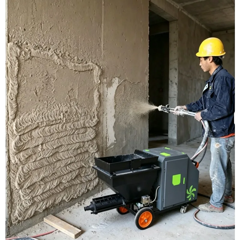 Custom Electric Mortar Spraying Concrete Equipment with Mixer Wall Plastering Machine Cement Rendering Sprayer Machine