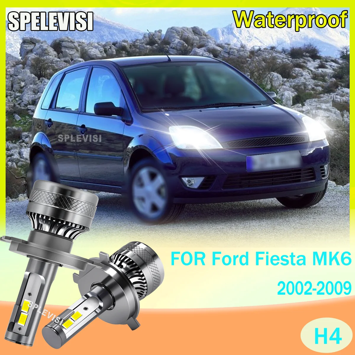 

2x High-Quality LED Headlight H4 Car Bulbs Easy-to-Adjust 20000LM For Ford Fiesta MK6 2002 2003 2004 2005 2006 2007 2008 2009