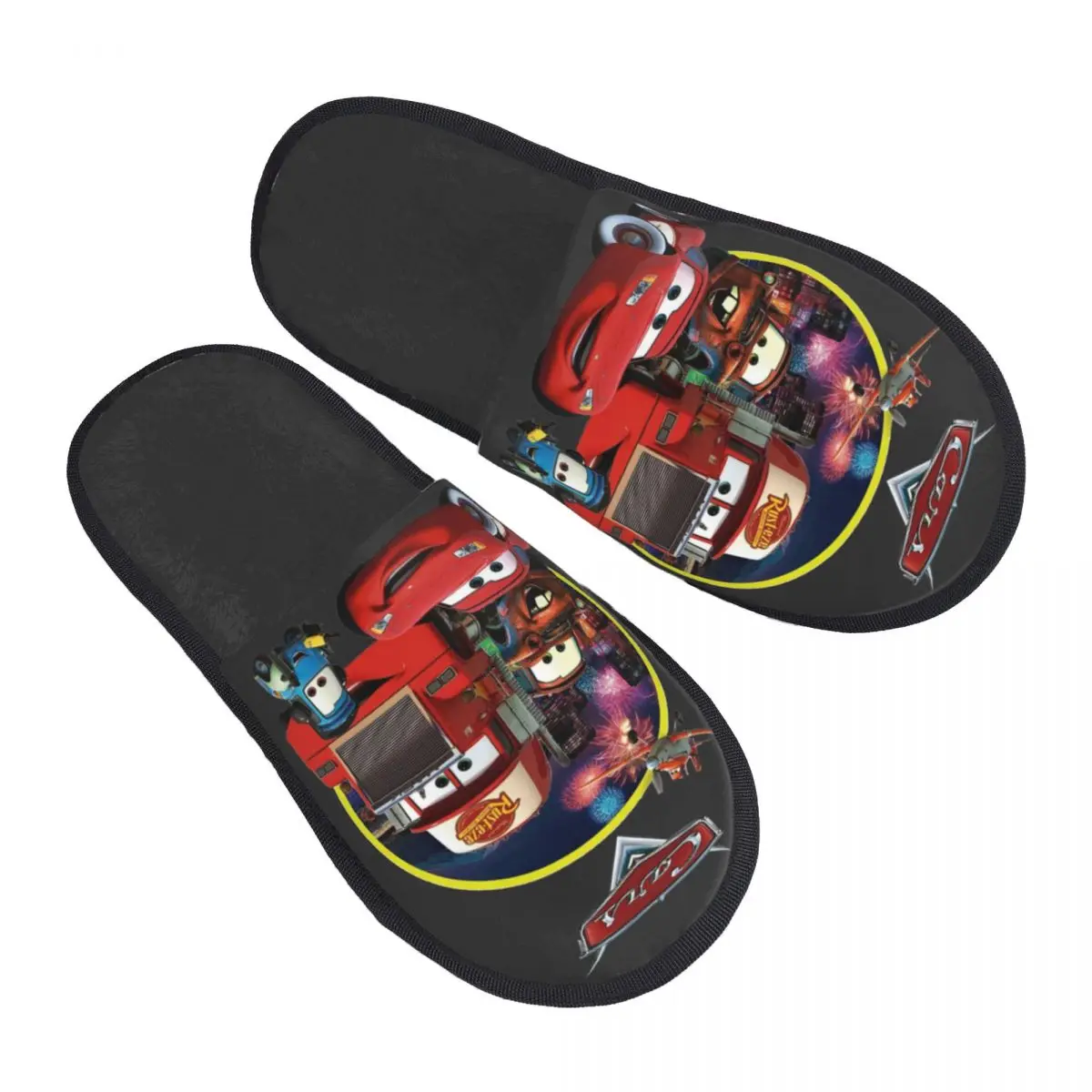 

Custom Lightning McQueen Mack Soft Scuff Memory Foam Slippers Women Hotel House Shoes