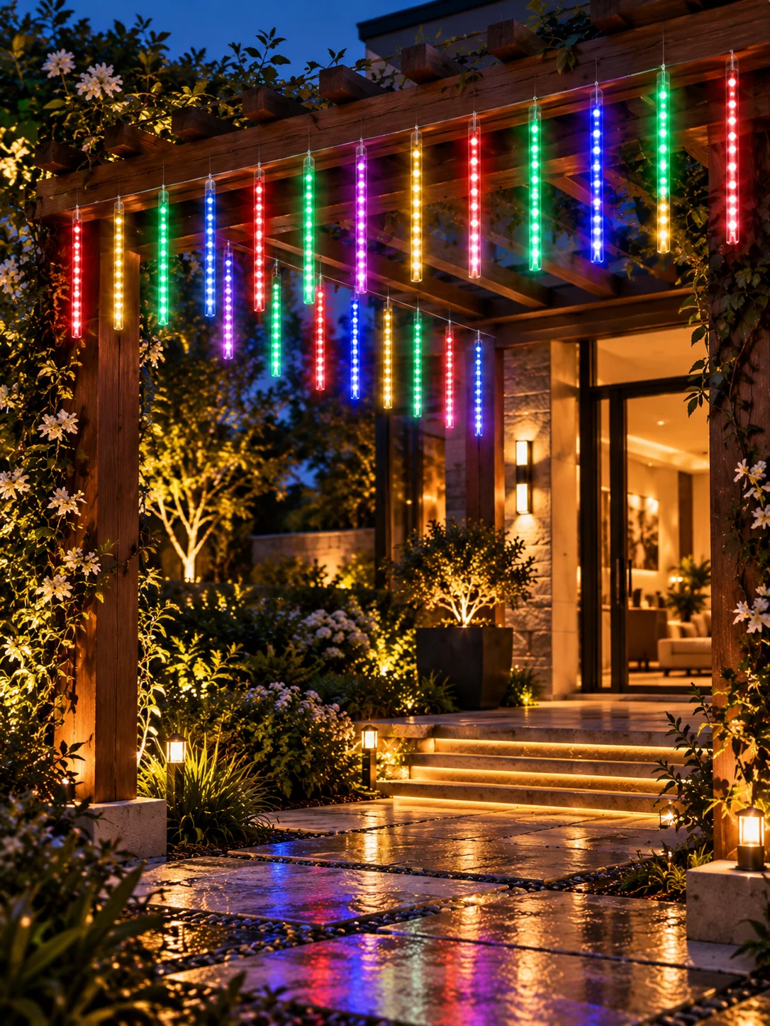 LED Meteor Shower Rain Lights Outdoor Falling Raindrop String Lights for Christmas Tree Garden Patio Wedding Party Holiday Decor