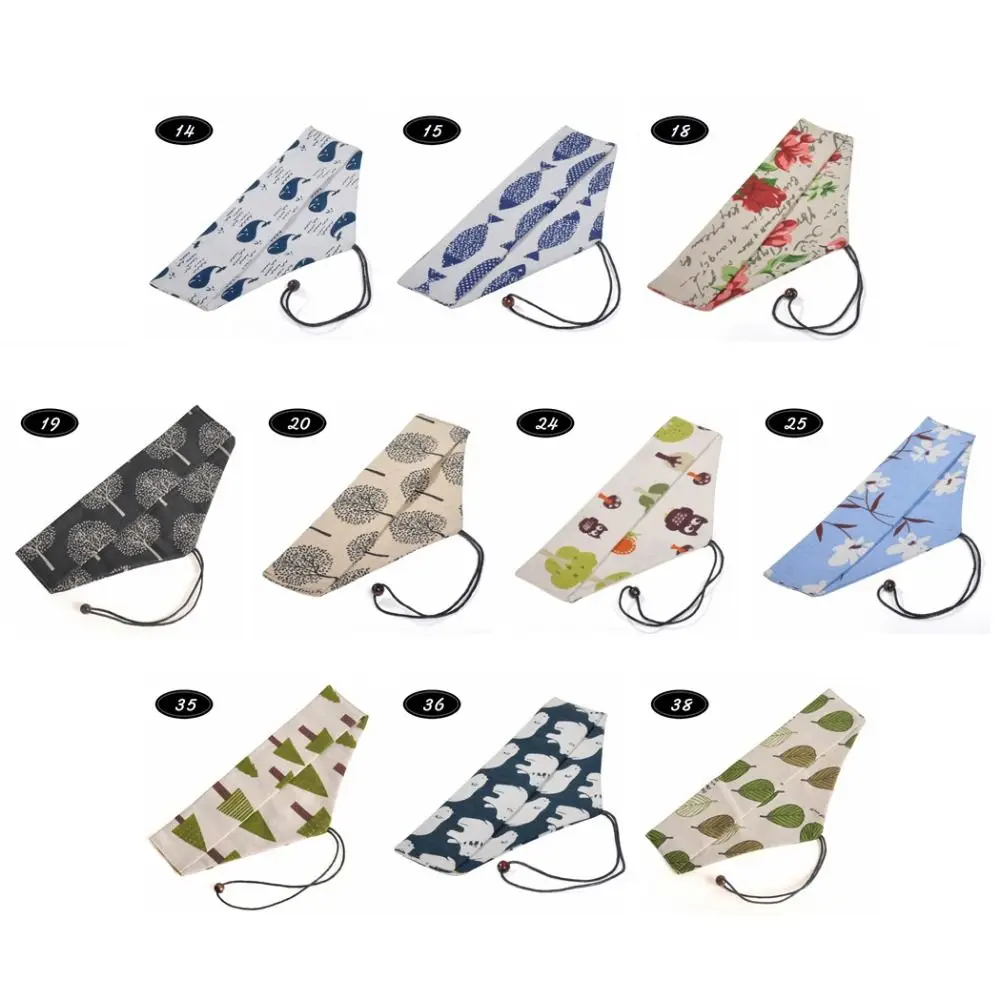 Reusable Cotton Linen Cutlery Pouch Roll-Up Design Japanese Style Utensil Holder Portable Cutlery Case For Chopstick Spoon