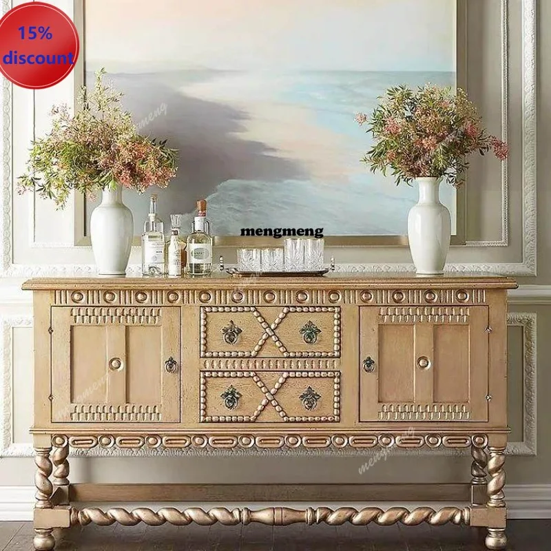 

Тумба-буфет M182 в стиле французского ретро, из массива дерева, для прихожей или столовой, в американском деревенском стиле с резьбой