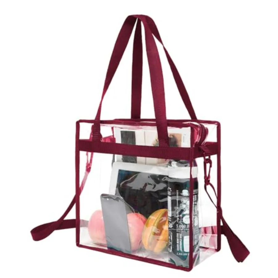 

BAGAIL Clear Bags 12x6x12 Stadium Approved Clear Tote Bag with Zipper Closure Crossbody Shoulder Bag with Adjustable Strap