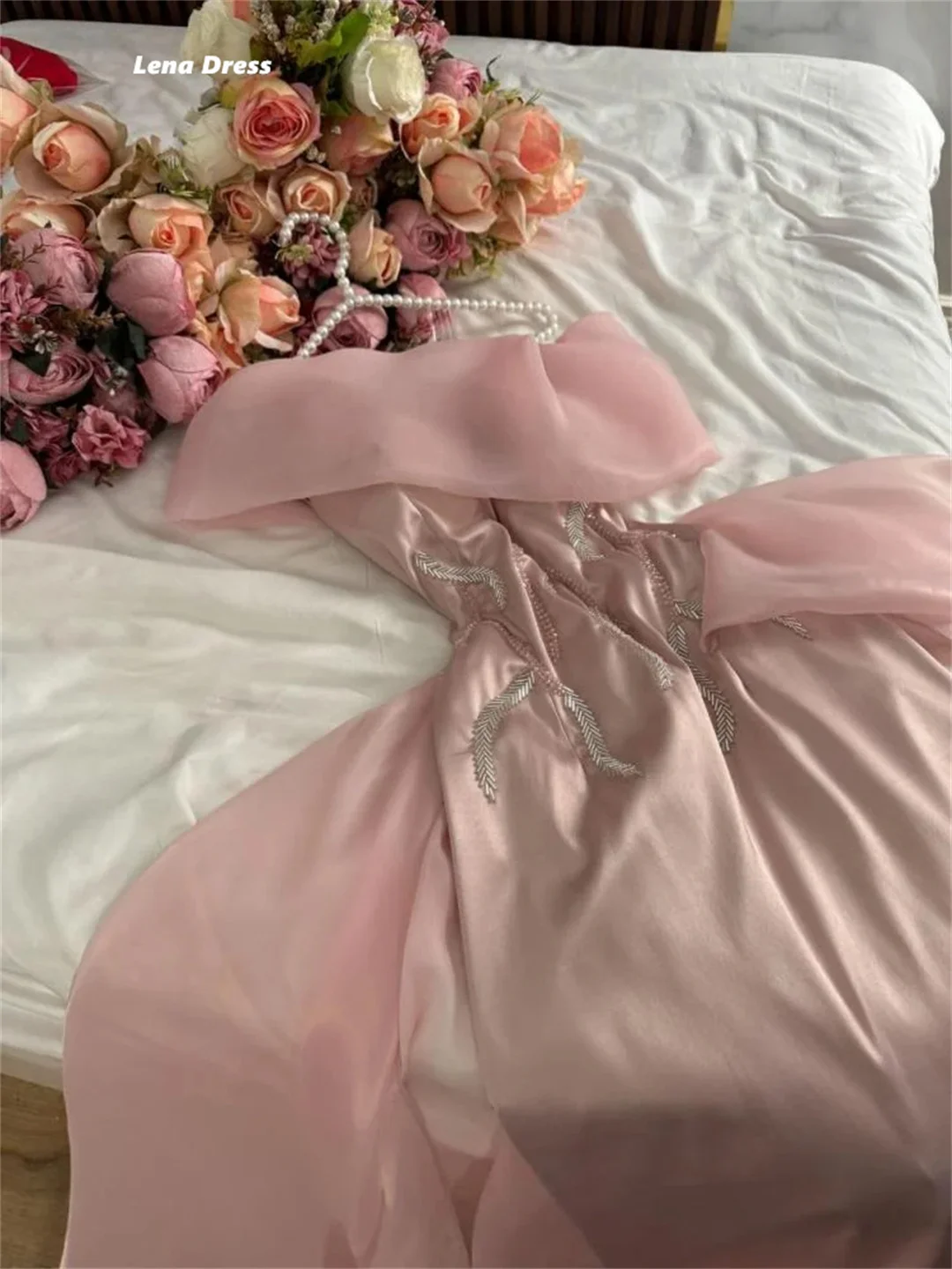 Lena Pink Prom Dresses Luxury Women's Elegant Party Dress Custom Made Long Skirt Ball Gown Robe De Cocktail Femme Evening 2025 image 6