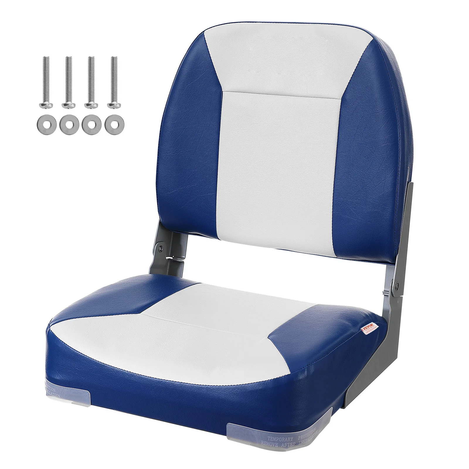 SucceBuy Asiento de barco Asiento de barco con respaldo bajo de 18,9 pulgadas Silla de barco plegable con acolchado de esponja gruesa y bisagra Silla de capitán de barco plegable