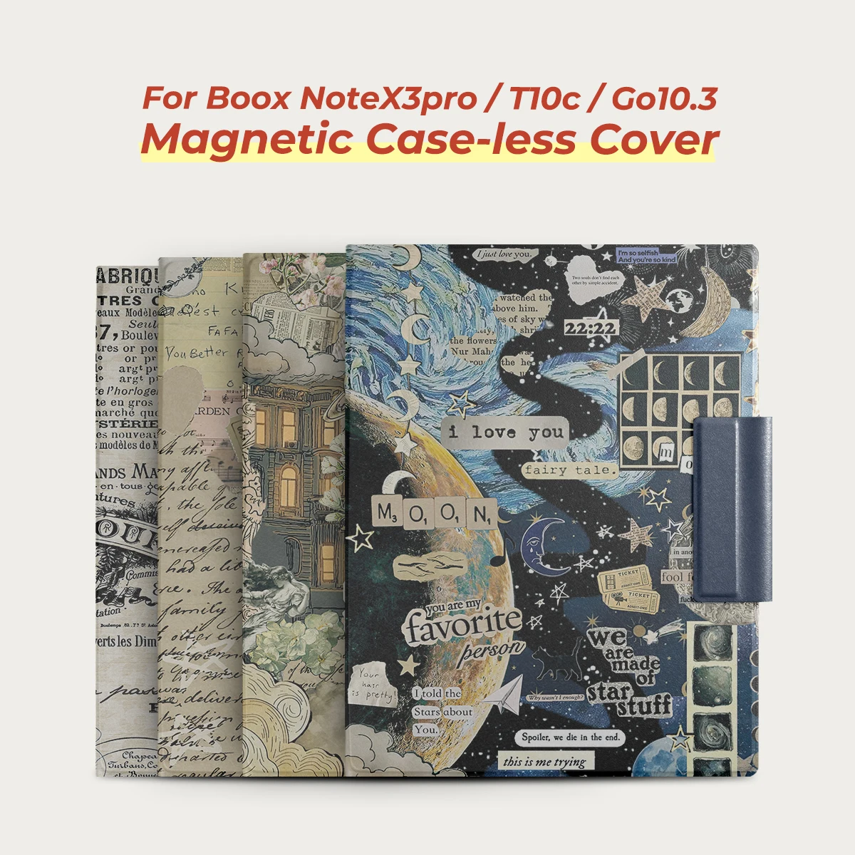 Twosheep Collage Style Magnetic Case suit for Boox Go10.3 GenII Lumi Go 10.3 NoteX3pro T10C 10.3 Inch Auto Wake Stand Slim Cover