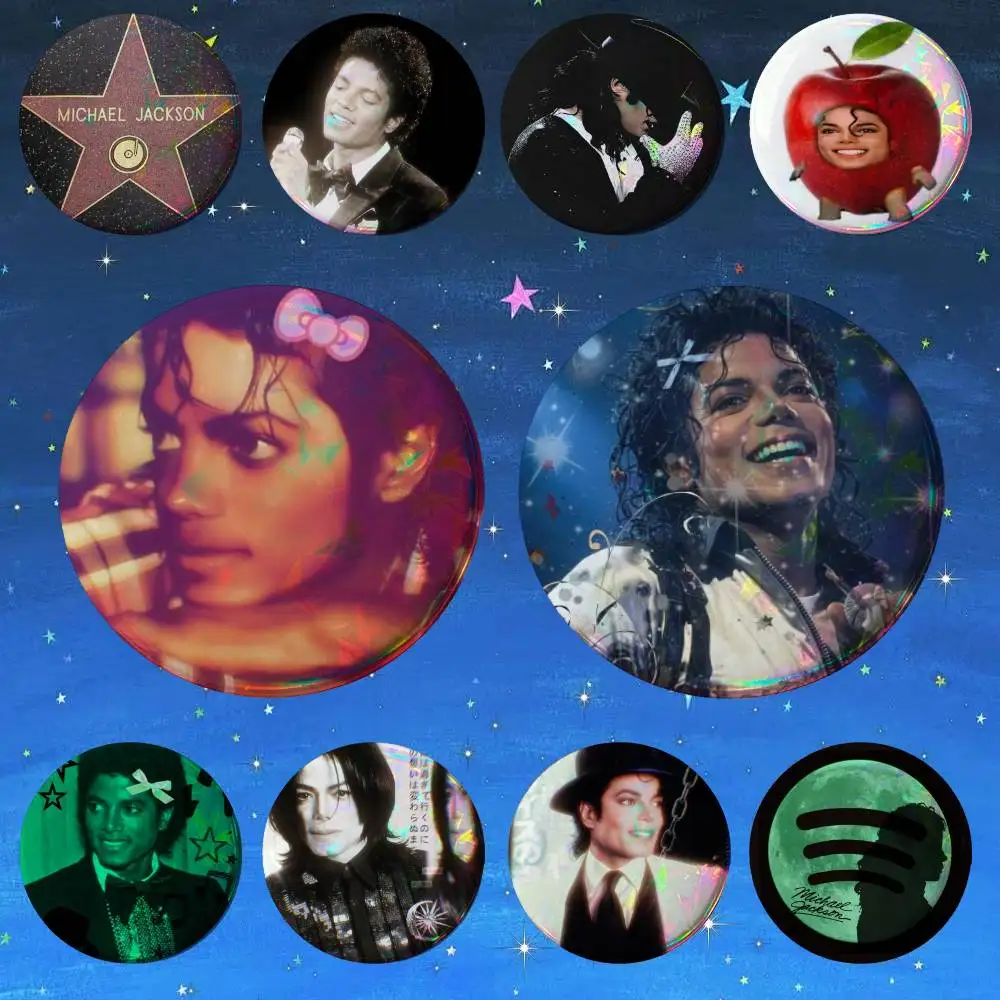 Legend M-Michael J-Jacksons MJ Laser   Badge Tinplate Meme Round Brooch for Hat Bag Creative Lapel Jewelry Accessories Gifts