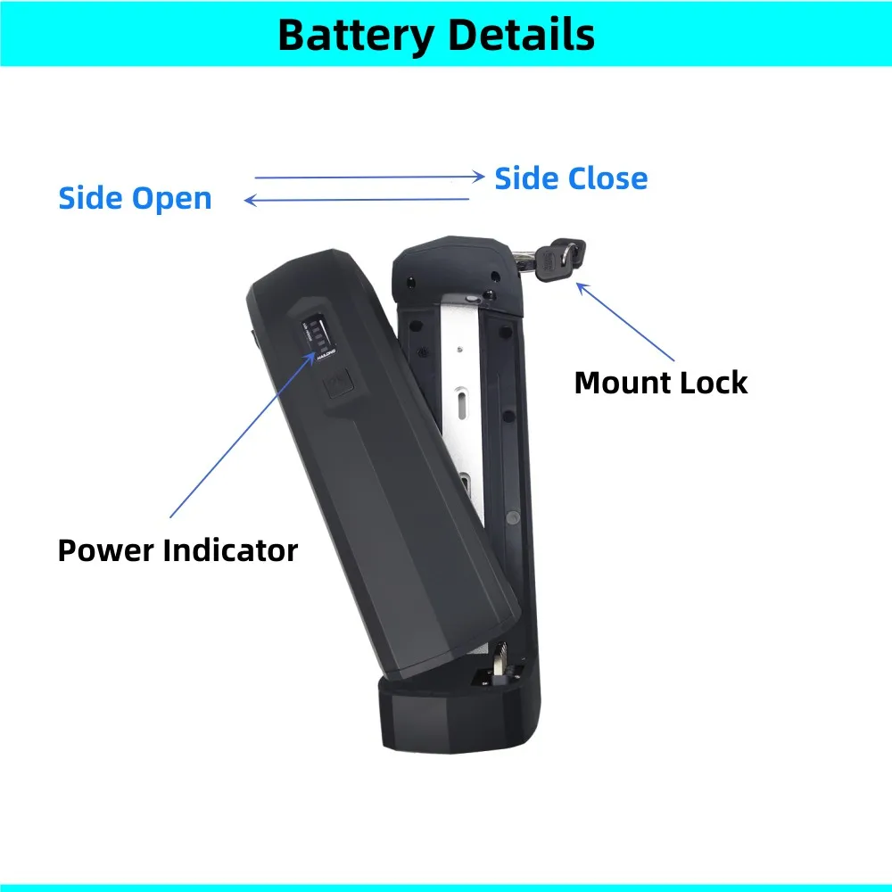 Hailong 2 Side Open Ebike battery with USB Port 36v 8Ah 10Ah 10.4Ah 12.8Ah 14Ah 48V 10Ah 10.5Ah for Rocket 88s Fat Boy  350W