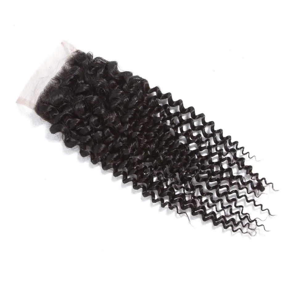 HD Transparent Kinky Curly 4X4 Lace Closure Brazilian remy human hair 13X4 Lace Closure Natural black Pre-Plucked with Baby Hair