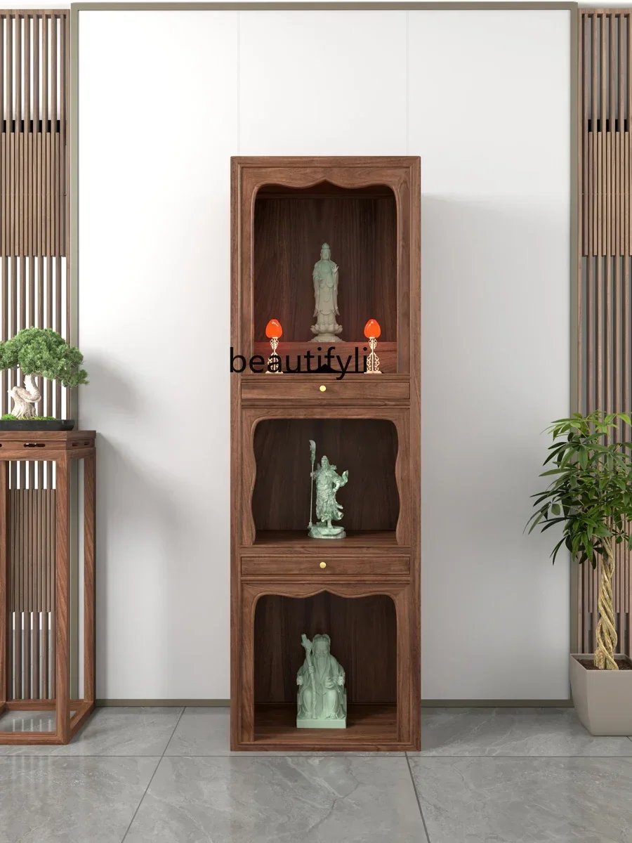 New Chinese Style Three-Layer Carved Lace Altar Cabinet Fokan Cabinet Ancestor Landlord Clothes Closet Buddha Shrine Household