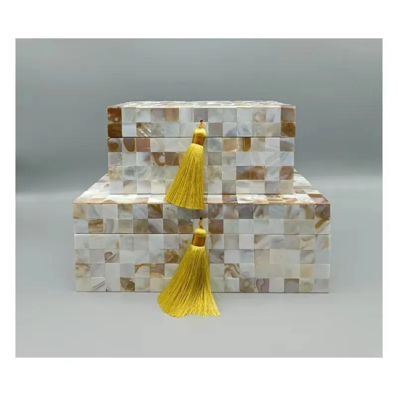 Creative Mosaic Shell Jewelry Storage Box Nordic Style Home Decoration Modern Ornament