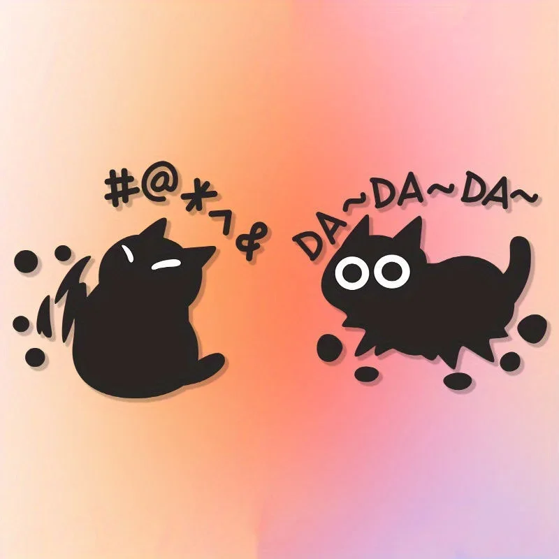 Funny Black Cat DA~DA~DA~ Waterproof Vinyl Sticker Decal for Car Bumper Window Motorcycle Laptop Scooter RV Camper Van Decor