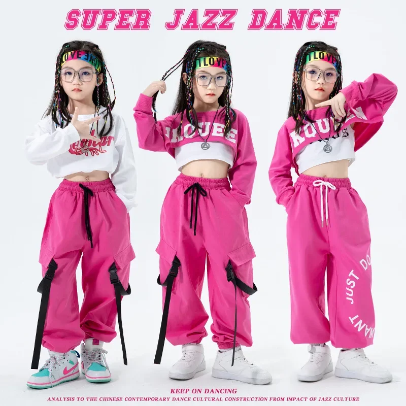 Ropa de baile de Jazz para niñas, ropa de escenario, camisa, pantalones, Top, chaleco, trajes de baile para niños, disfraces de baile de salón de Hip Hop