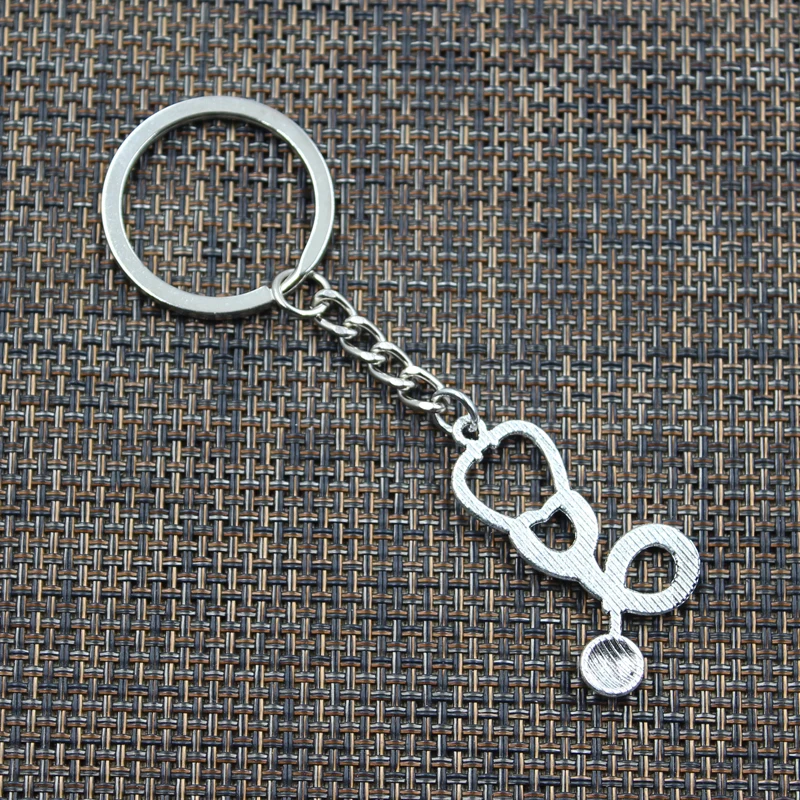Hot Fashion Big Doctor Stethoscope 40x23mm Pendant 30mm Key Ring Chain Silver Color Men Car Gift Souvenirs Keychain Dropshipping