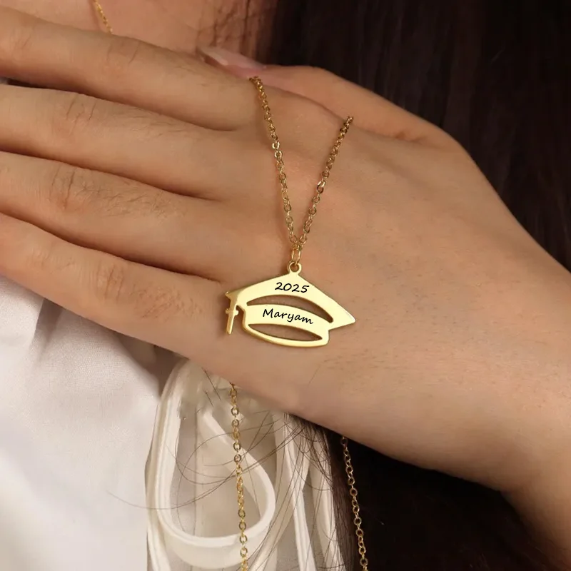Customized Stainless Steel Bachelor's Cap Necklace/School Graduation Memorial  Gift/Girl Graduation/School Admission Gift
