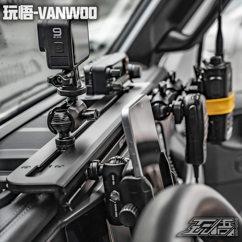 

SXMA VAN007 Car Center Console Holder for Jeep for Wrangler JL 2024++ Aluminum Alloy Bracket Mount Guide Rail Sliding Carrier