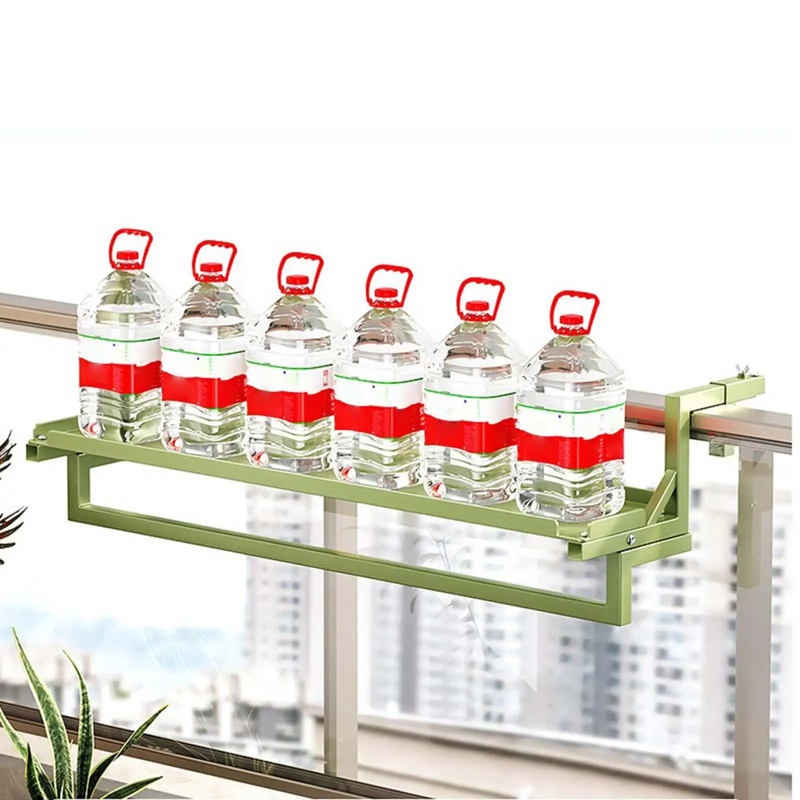 Balcony Railing Flower Pot Holder with Clothes Hanging Rod Pot Holder Hanger