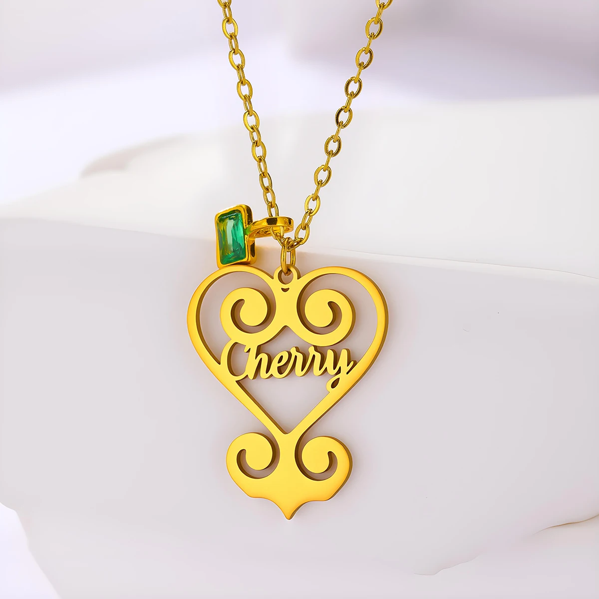 

Todorova Custom Name Stainless Steel New Design Scroll Heart Pendant Necklace Love Symbol Jewelry Women Men Gift