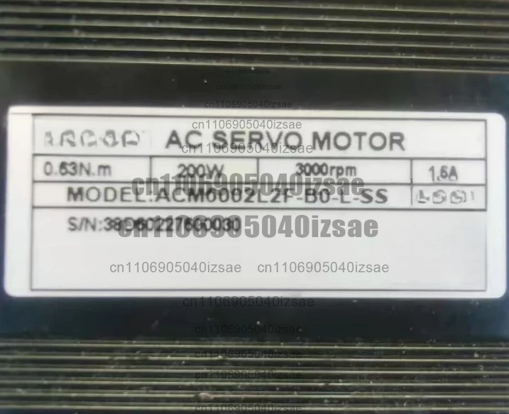 Acm6002l2f-b0-l-ss power: 200w, 1.5a, torque: 0.63n.m speed: 3000rpm