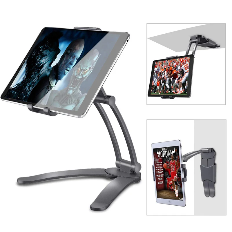 

Kitchen Tablet Stand Wall Desk Tablet Mount Stand Fit For 5-10.5 inch Width Tablet Metal Bracket Smartphones Holders