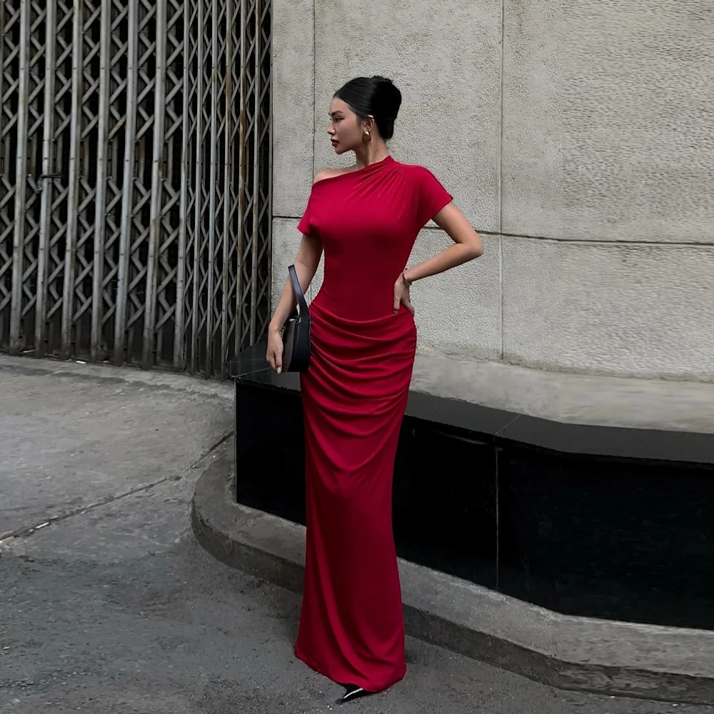 

Simin فستانس Customized Straight Ruched Classy Off-the-shoulder Fashion Saudi Prom Gown Evening Party dresses for women 2024