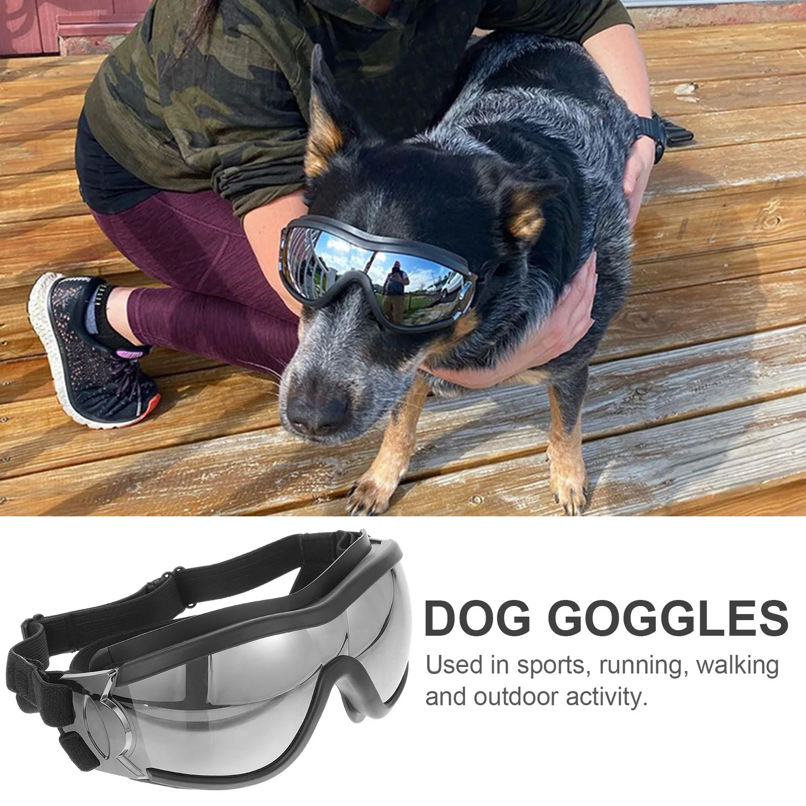 

Outdoor Goggles for Pets Heavy Duty Dog Eye Protection Anti-Uv Scratch Resistant Lightweight Frame for Running Walking Hiking in
