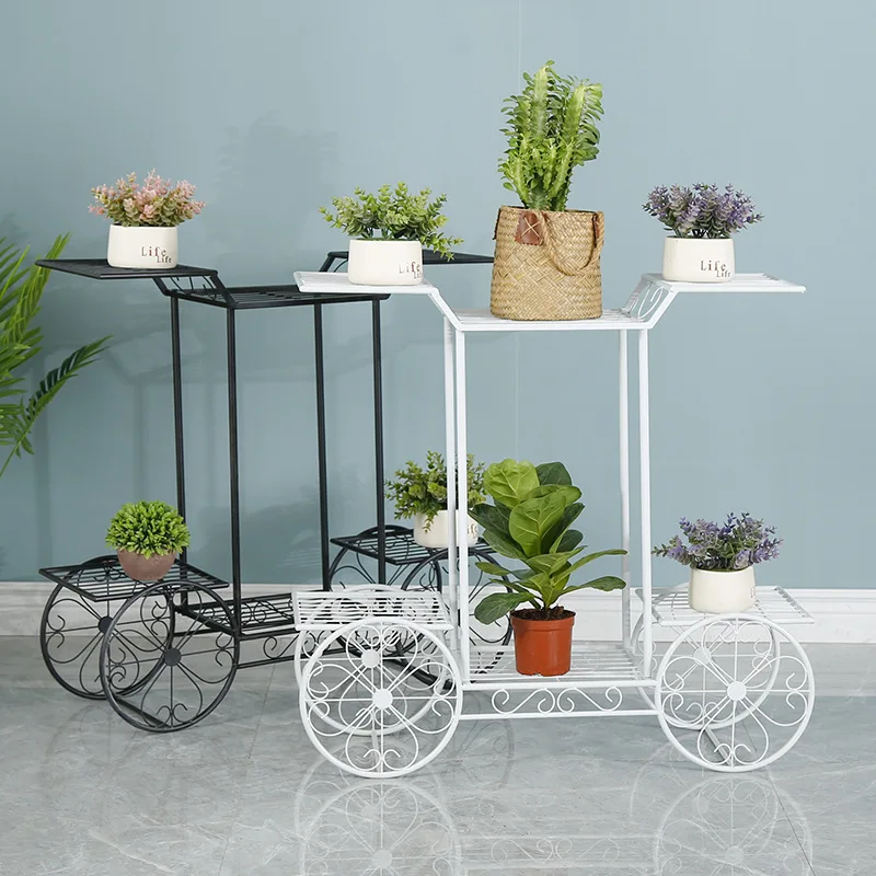 Multi-layer indoor flower stand ornament wrought iron bicycle Internet celebrity living room balcony floor green dill storage