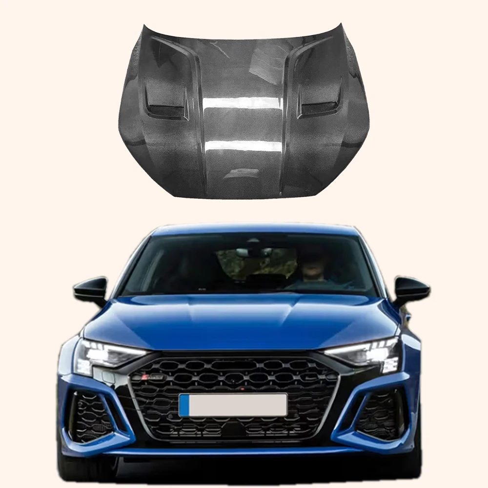 

For Audis Real RS3 8Y 21-24 Sprtback Carbon ROB Style Front Vented Cooling Hood