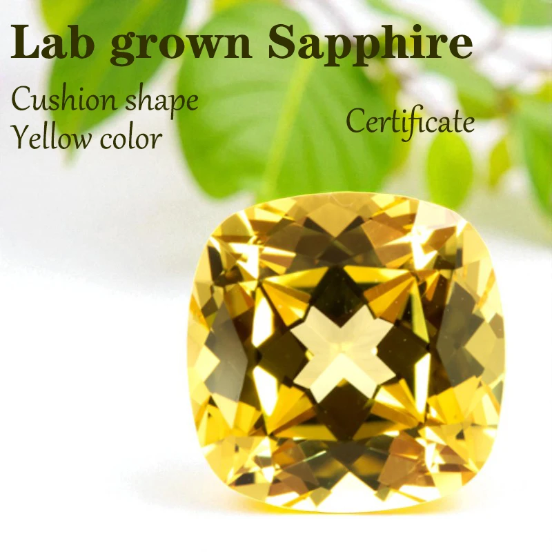 

Выполненный в лаборатории сапфир желтого цвета VVS1 форма подушки, оптовая цена с фабрики, подвески для изготовления ювелирных изделий своими руками с сертификатом
