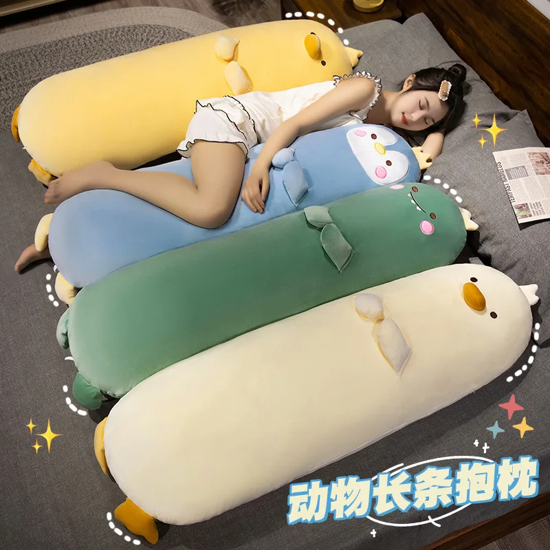 Cartoon Long Body Pillow Animal Pillow for Girls Side Sleeper Leg Clamp Removable Washable Bed Backrest Cushion Sleeping Pillow