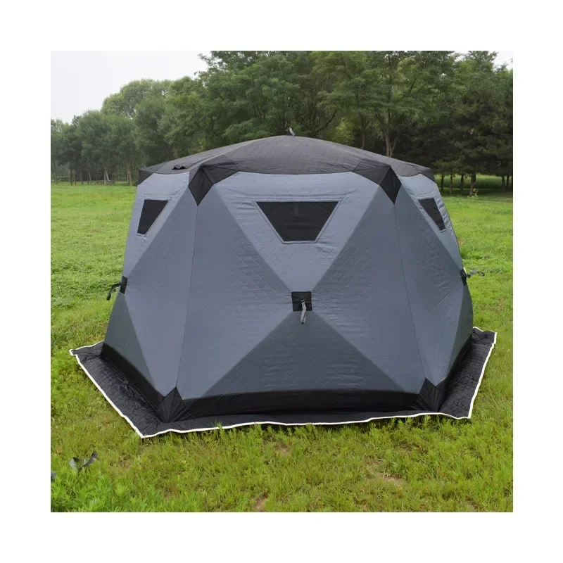 YOUSKY Winter Fishing Tent Thickened Outdoors Hexagonal Tent Cotton 3-4 Person Quick Opening Camping Ice Fishing Tent