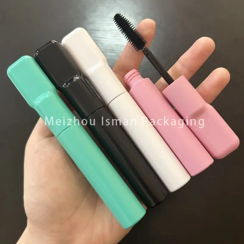 50Pcs Flat Green White Black Pink 10ml Mascara Brush Container Tubes Refillable Eyelash Serum Bottle With Silicone Brush