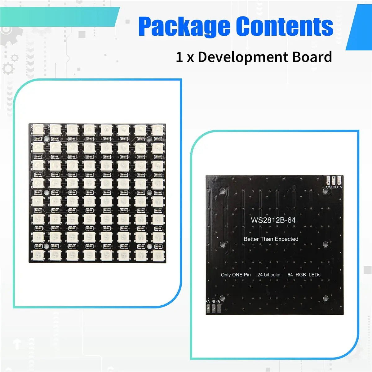 #12V Electronics Accessories,LED Matrix 8x8 64-Bit Full Color 5050 RGB LED Lamp Panel Light (Black)