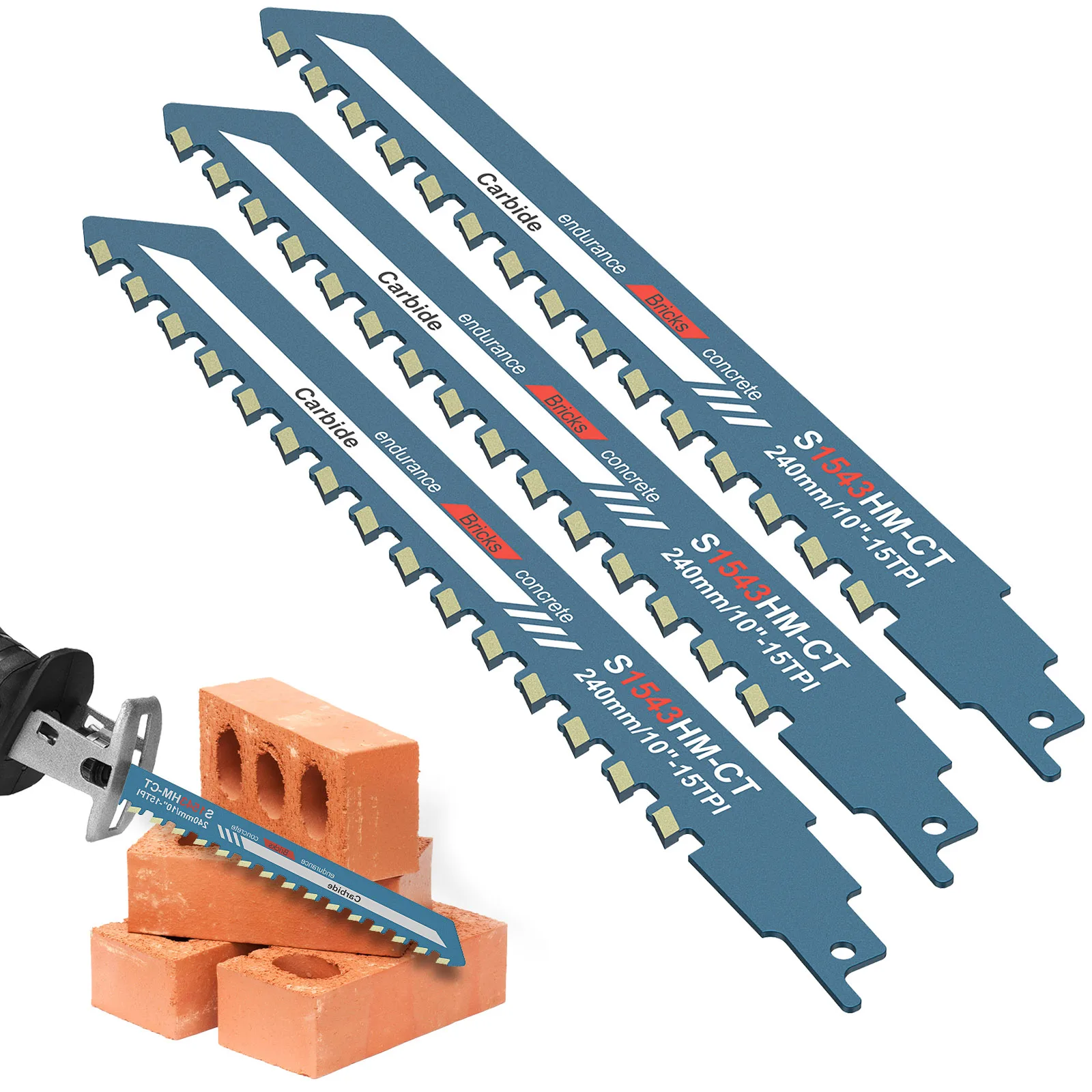 

10inch Reciprocating Saw Blade Metal & Woodcutting Saw Blades Cutting Tool Masonry Concrete Saber Saw Blade
