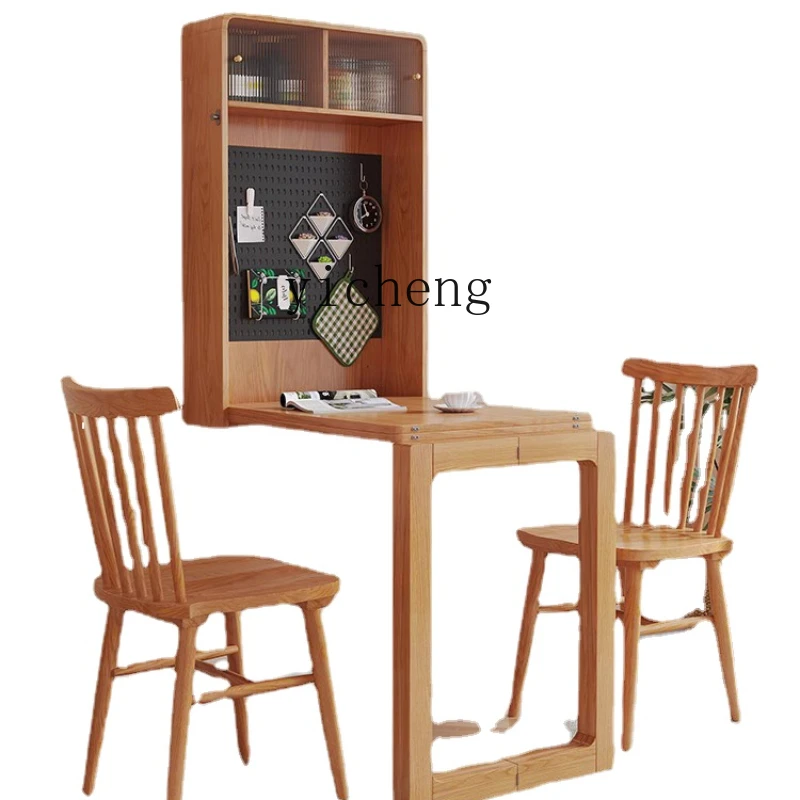 Yy Small Apartment Collapsible Multi-Functional Log Wind Wall Hanging Dinning Counter with Cabinet