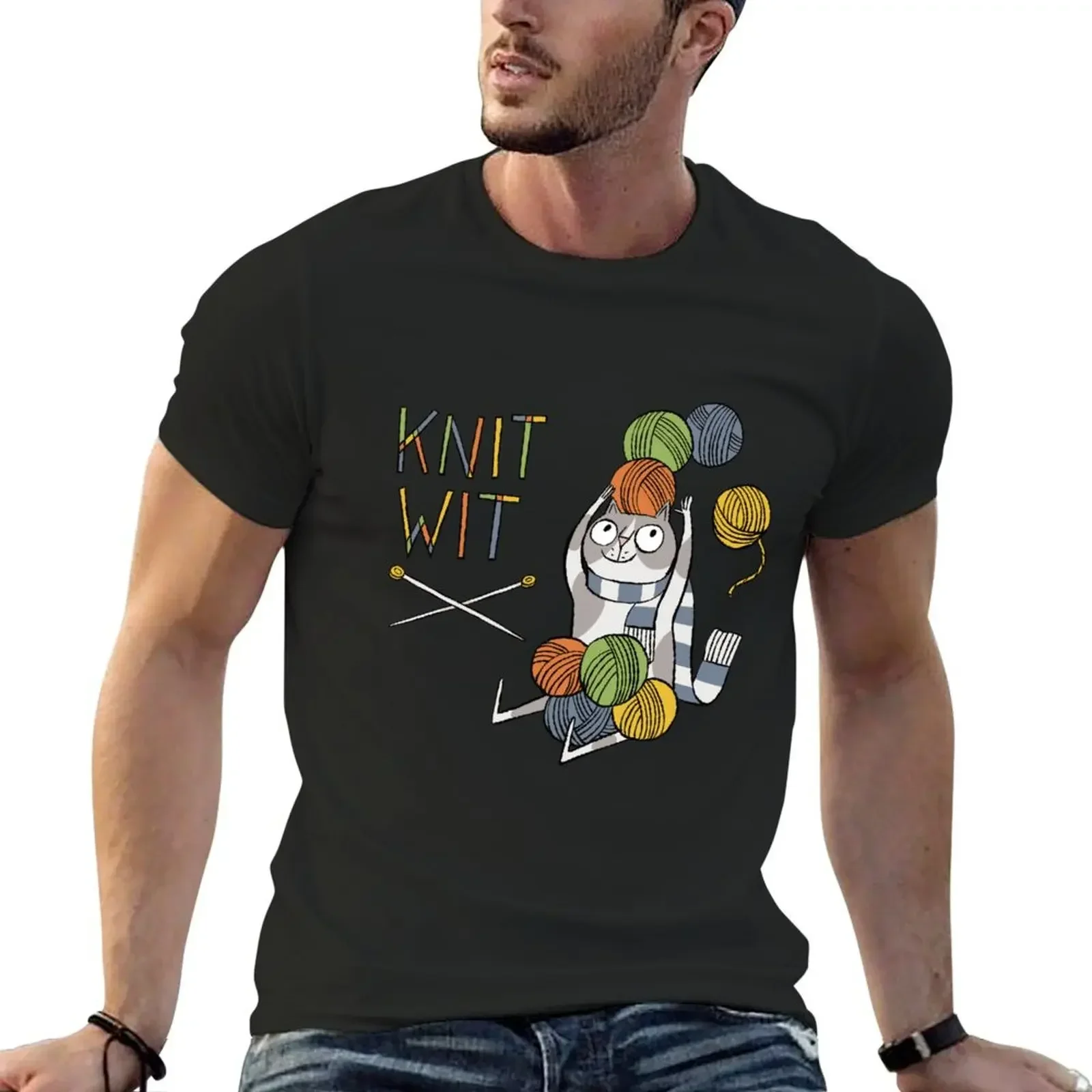 

Knit Wit Cat T-Shirt oversized graphic tee oversizeds Men's t-shirts