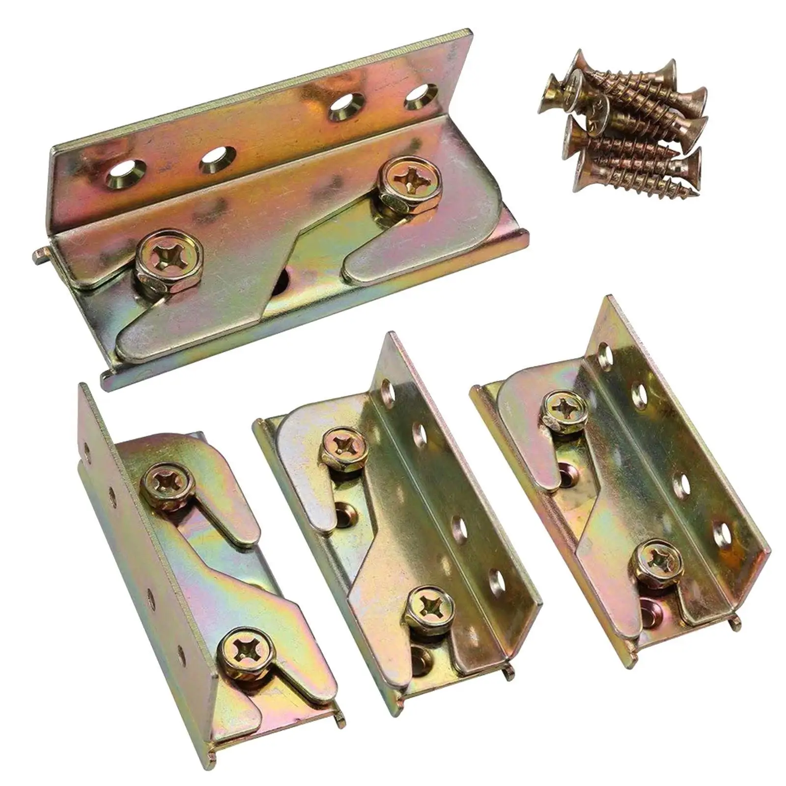 4 Pieces Bed Rail Brackets for Headboards Footboards Hold Heavy Duty Fixed Accessories Bed Corner Connectors Bed Rail Fittings