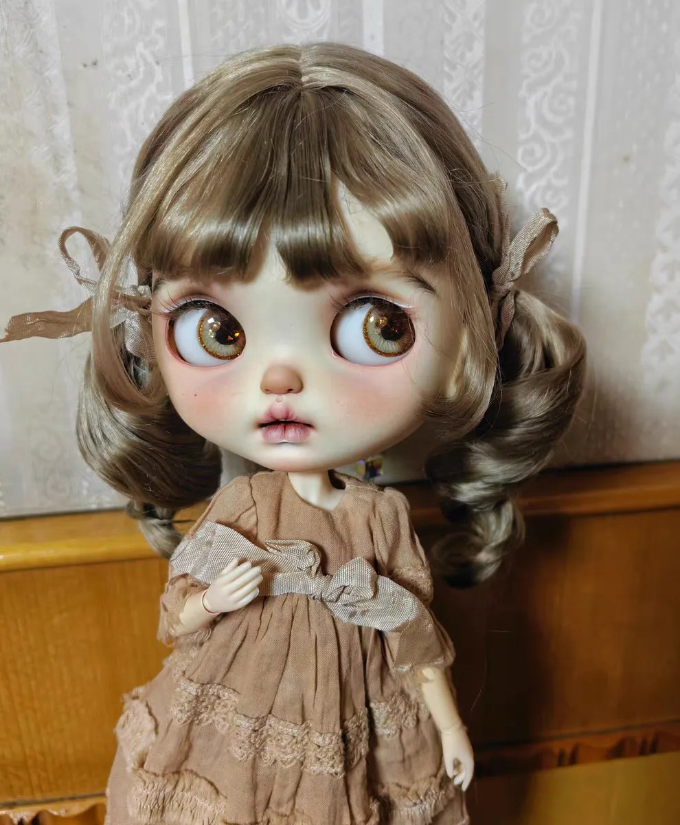 2026 Dula Doll Wigs for Blythe Qbaby Natural Mohair Double Braided Big Wave Hard Seams for 9-10 Inch Head