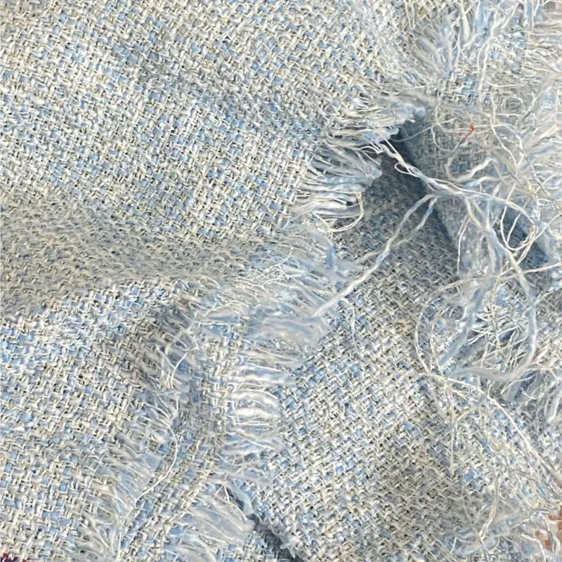 

Blue tweed fabric Bright silk Wide 100cm x 150cm ladies tweed fabric Vintage Coarse Tweed Diy Coat Suit