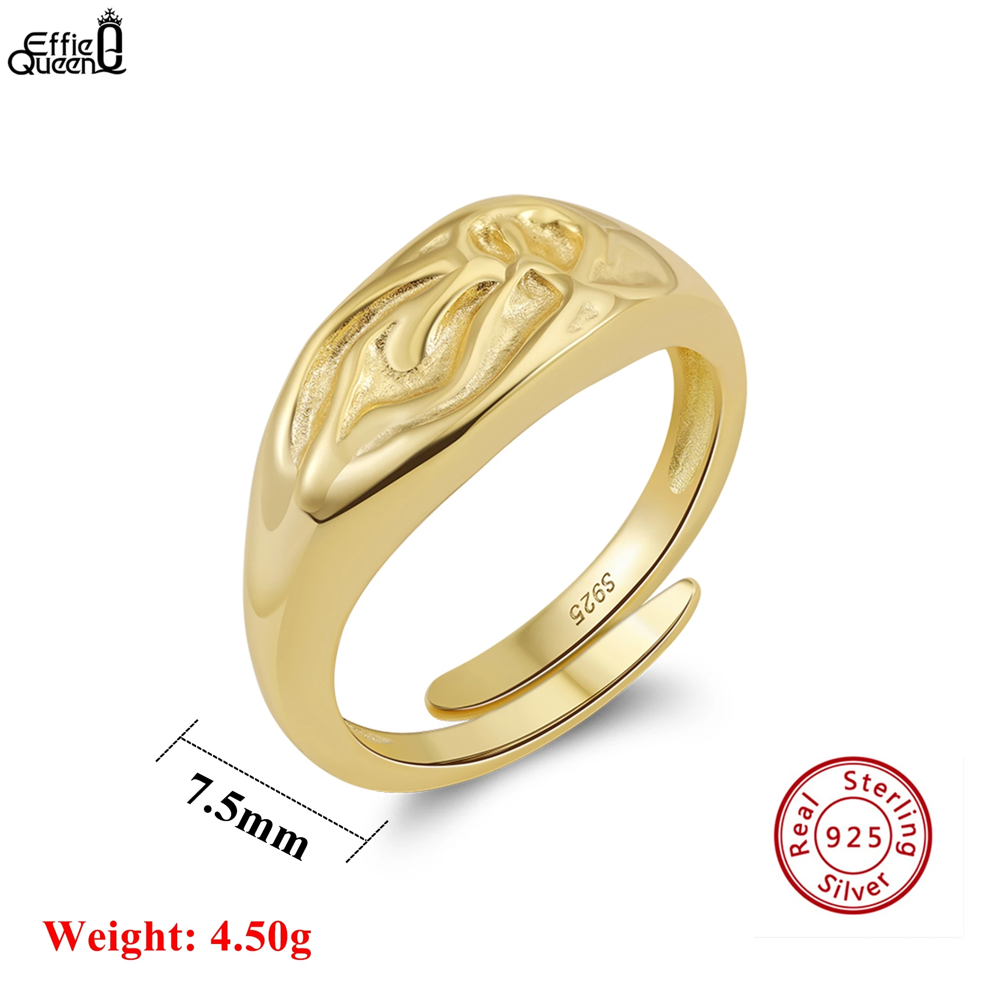 

Effie Queen Graceful 925 Sterling Silver Open Ring With Irregular Texture, Elegant Jewelry for Every Fashionable Woman Use GAR09