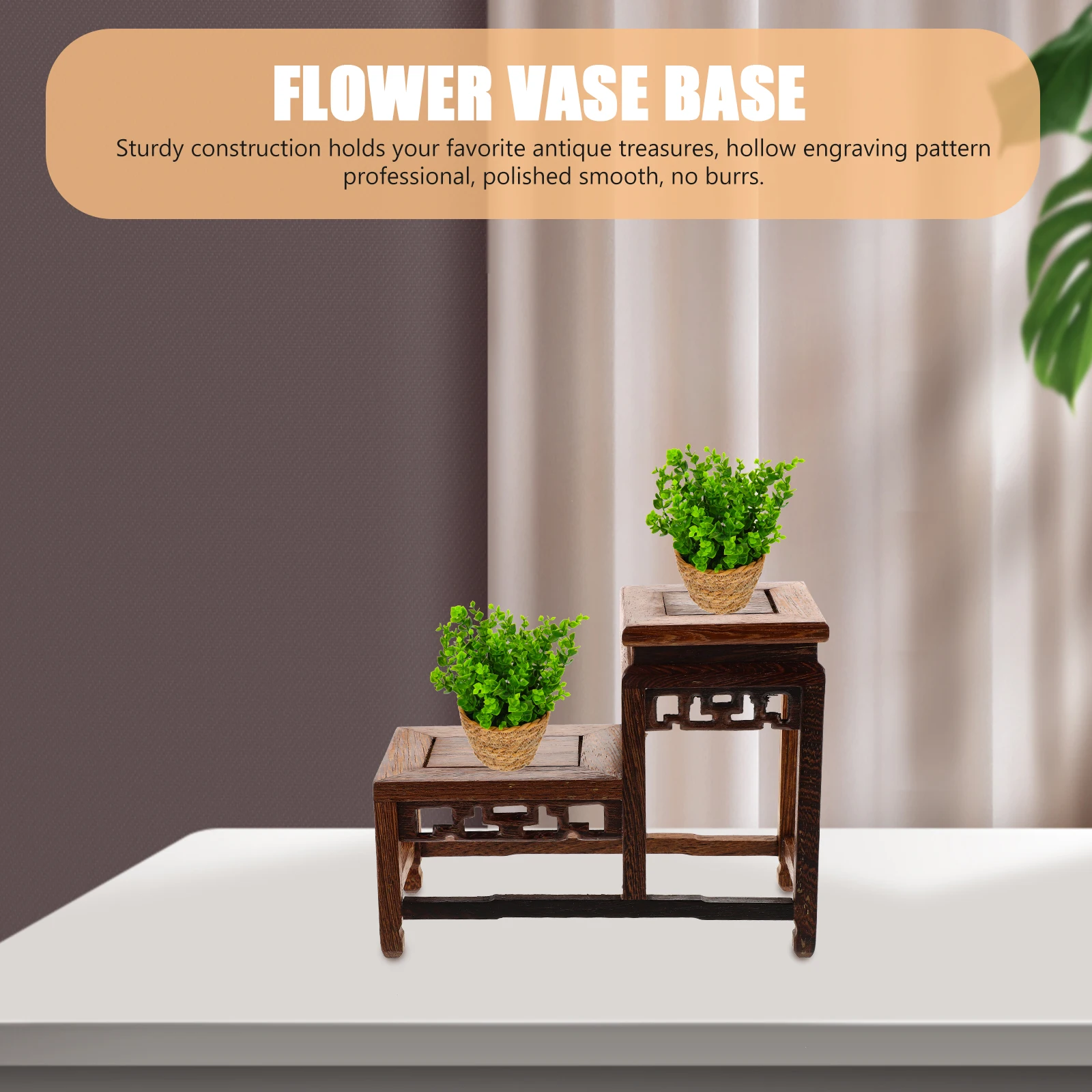 

Wooden for Desktop Wood Base Vase Display Stand Smooth Home Decor Tool Wood Wooden Display Stand Base Parts