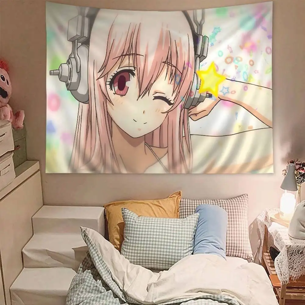 الكرتون نسيج انمي ياباني سوبر سونيكو الفن الجدار الشنق القماش المفروشات الجمالية غرفة خلفية القماش أعلام ديكور المنزل #1