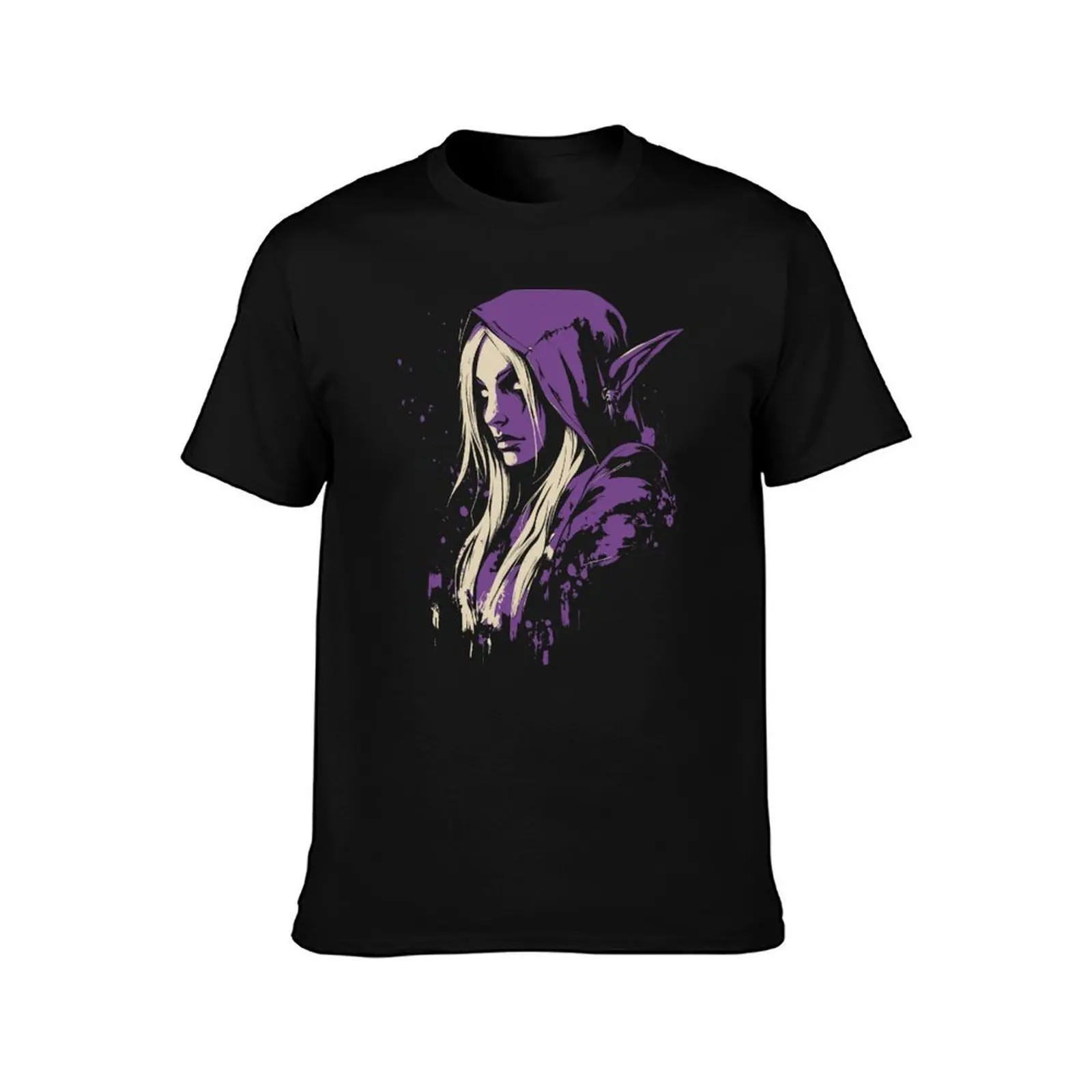 Sylvanas Windrunner T-Shirt, Summer Casual Cotton Tee, Oversized Streetwear Tops, Vintage Graphic Print, Loose Fit Short Sleeve