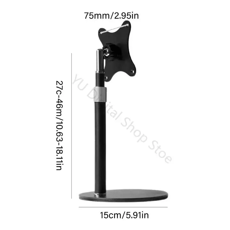 96BA Desktop-Monitorständer für 7 bis 18,5 Zoll Displays, VESA 75 x 75 mm Metallständer mit runder Basis und – Detail 6