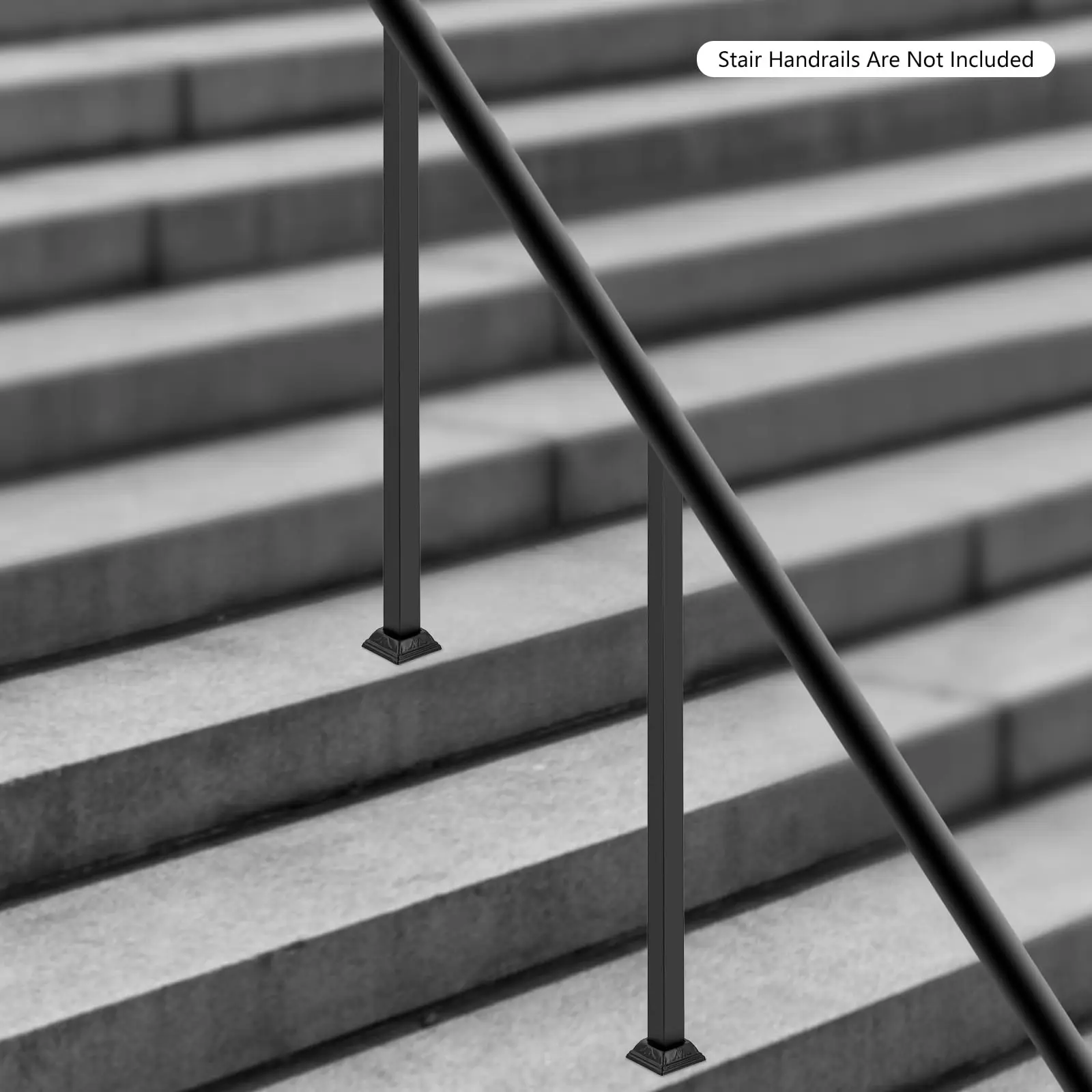 2Pcs Deck Railing Wrought Iron Handrail Post Kit, Stair Balusters Posts, Handrails for Outdoor Steps, Stair Handrail Railing for