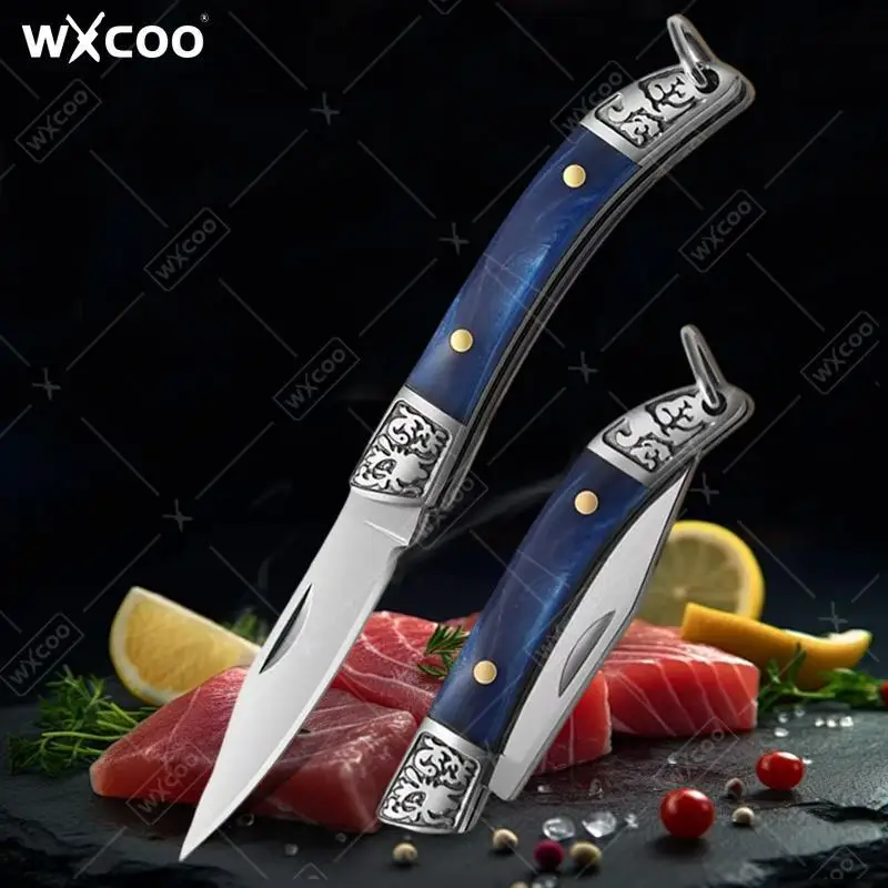 Stainless Steel Mini Pocket Knife with Non-slip Handle Multifunctional Folding Knife Fruit Paring Knife for Household Cooking