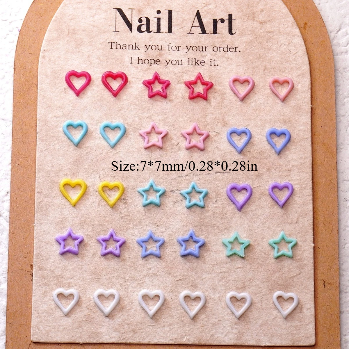 30/50/100Pcs, 7*7mm, Hollowed-out, Macarons, Five-pointed Nail Ornaments Cute Three-dimensional Love Resin Wear Nail Accessories
